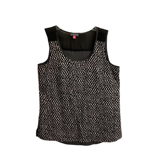 Vince Camuto Black White Check Polka Dot High Low Tank Top Size 8P - Picture 3 of 10